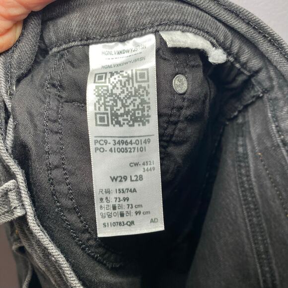 Levi's Wedgie Straight Jeans Black Gray Distressed Button Fly Women size 29 x 28 - Picture 14 of 14